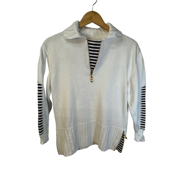 Vintage Escada sweater designer heavyweight nautical vibes gold zipper details c - Picture 2 of 13